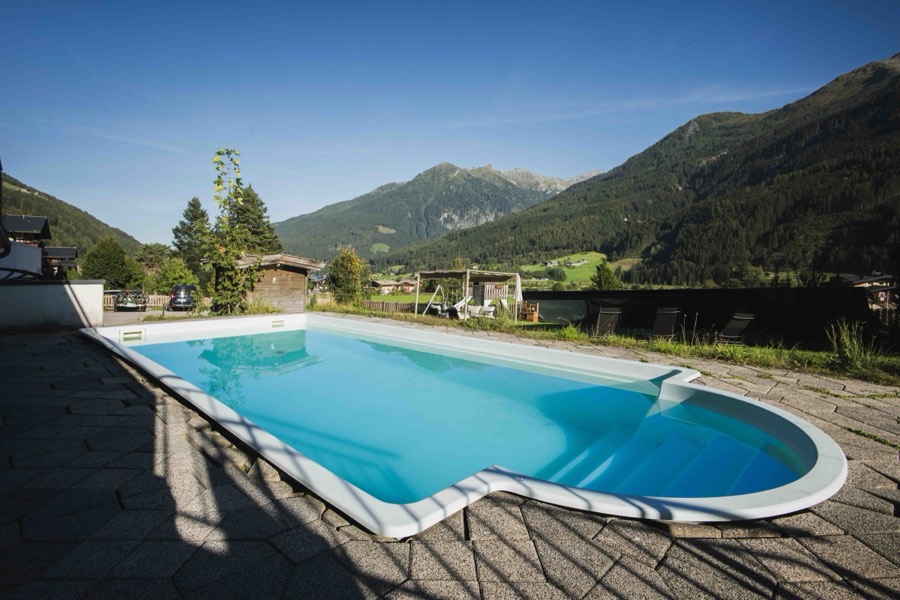 Outdoor pool with mountain view