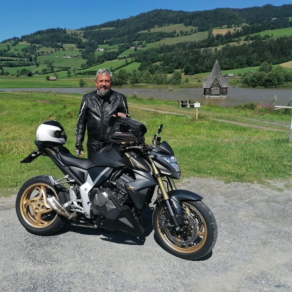 Sieghard Niedrist with his motorbike